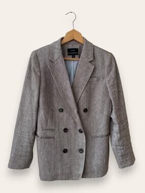 J. Crew Bristol Blazer Academia Italian Linen Pecan Ivory Herringbone 6 Women’s